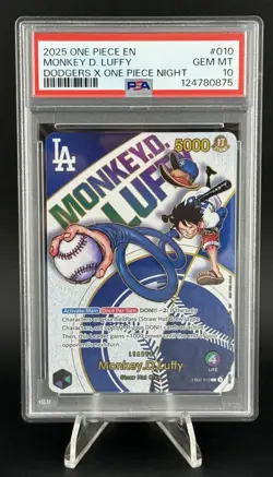 2025 ONE PIECE MONKEY D. LUFFY DODGERS X ONE PIECE NIGHT PROMOS #010 PSA 10 - Image 1