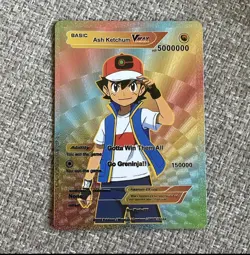 Ash Ketchum Vmax HP 5000000 Rainbow Foil Fan Art Card Gotta Win Them All 🔥🔥 - Image 1
