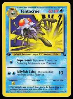 Tentacruel 44/62 Uncommon 1st Edition Fossil Pokemon Card - Image 1