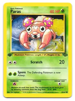 Paras 59/64 Common Jungle Pokemon 1st Edition LP - Image 1