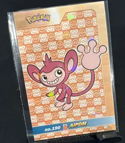Rare Pokemon Shiny Full Art #190 Aipom Low Pop Cracked Ice Holo ⭐ - Image 1