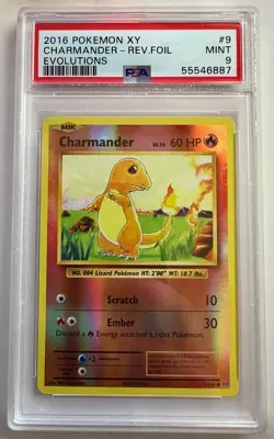 Pokemon PSA 9 Evolutions Mint Charmander Reverse Holo #9 - Image 1