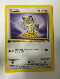 Meowth 56/64 Common Jungle Pokemon 1st Edition Lightly Played - Image 1
