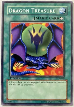 Yu-Gi-Oh! Dragon Treasure 1st Edition LOB-092 Legend of Blue Eyes White Dragon - Image 1