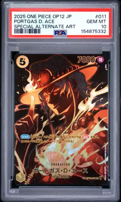 2025 One Piece OP12 Japanese Portgas D Ace Special Alternate Art #011 PSA 10 GEM - Image 1