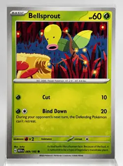 ERROR Square Cut Bellsprout 069/165 Pokemon Card 2023 Scarlet & Violet 151 - Image 1