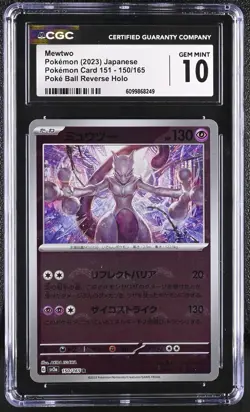 CGC 10 Mewtwo Poke Ball Reverse Holo 150/165 Pokemon 151 sv2a Pokemon Card - Image 1