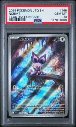 2025 POKEMON JTG EN-JOURNEY TOGETHER ILLUSTRATION RARE #169 NOIBAT PSA 10 - Image 1