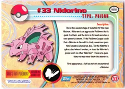 Nidorino #33 1999 Topps Pokemon (Blue Logo) - Image 2
