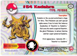 Kadabra #63 1999 Topps Pokemon TV Animation (Black Logo) - Image 2
