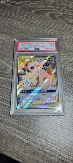 2019 POKEMON S&M COSMIC ECLIPSE TOGEPI & CLEFFA & IGGLYBUFF GX 143a/236 PSA 9 - Image 1