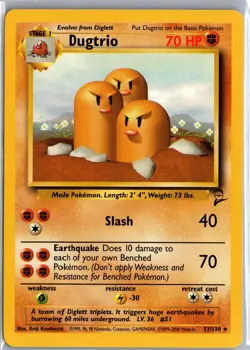 Dugtrio 23/130 Rare Base Set 2 Pokemon Lightly Played - Image 1