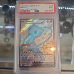 PSA 9 MINT Mew EX Paldean Fates 216/091 Shiny Ultra Rare #216 PAF EN - Image 1