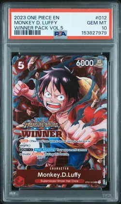 2023 ONE PIECE PROMOS WINNER PACK VOL.5 #012 MONKEY D. LUFFY PSA 10 - Image 1