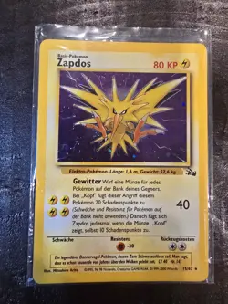 German Zapdos 15/62 | Base Set Fossil | Holo Pokemon Card Fourth Print - Image 1