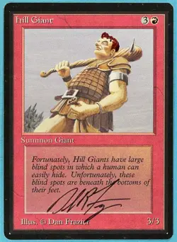 Hill Giant Beta NM Red Common Artist Signed Altered CARD (sa4865) ABUGames - Image 1