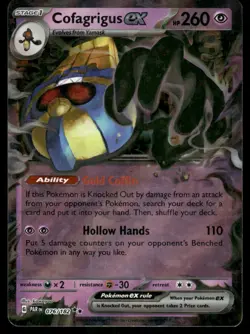 Pokemon Cards Cofagrigus ex 076/182 Paradox Rift Double Rare NM - Image 1