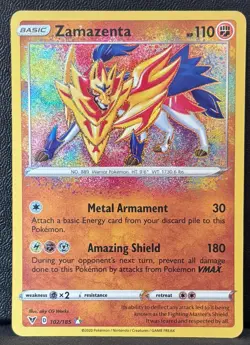 Zamazenta 102/185 Amazing Rare Vivid Voltage Pokemon Holo Near Mint - Image 1