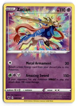 Zacian 082/185 Amazing Rare Vivid Voltage Pokemon Holo Near Mint - Image 1