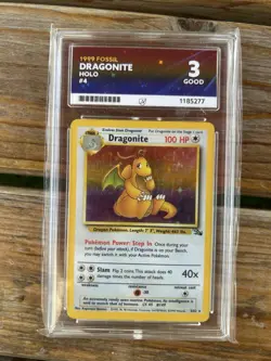 1999 Pokemon Fossil Dragonite Holo Rare 4/62 Wizards of the Coast ACE 3 - Image 1