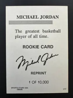 1994-95 Sports Stars - Michael Jordan #177 Rookie Card Reprint 1 of 10,000 B - Image 2