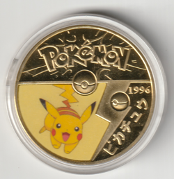 NEW/MINT METAL Pikachu Goldtone Pokemon Coin Commemorative - Image 1
