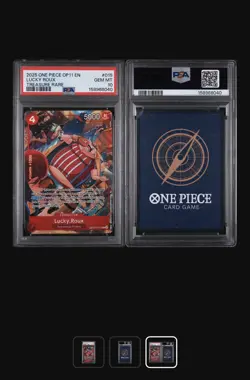 2025 ONE PIECE OP11-A FIST OF DIVINE SPEED TREASURE RARE #015 LUCKY ROUX PSA 10 - Image 3
