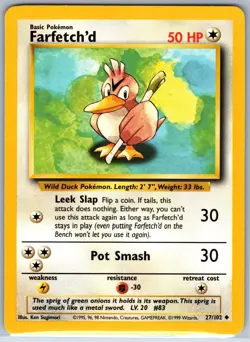 Farfetch'd 27/102 Uncommon Base Set Unlimited Pokemon Lightly Played - Image 1