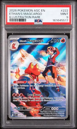 2026 POKEMON ASCENDED HEROES ILLUSTRATION RARE #222 ETHAN'S MAGCARGO PSA 9 - Image 1