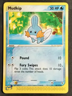 Mudkip 60/109 Ruby and Sapphire Regular, Vintage E-reader ✰ Pokemon 2003 •NM/LP - Image 1