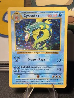 Pokemon TCG Gyarados 006/102 Base Set (Shadowless) Holo Rare Vintage 1999 WOTC - Image 1