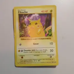 Pikachu (Red Cheeks) 58/102 Common Base Set Shadowless Pokemon Unlimited LP - Image 1