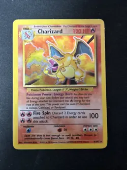 Charizard 4/102 Base Set Holo Unlimited 1999 English HEAVY PLAY Pokemon - Image 1