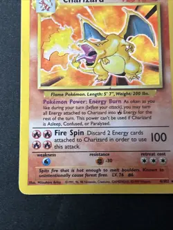 Charizard 4/102 Base Set Holo Unlimited 1999 English HEAVY PLAY Pokemon - Image 4