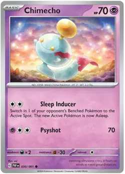 4 X CHIMECHO 030/091 COMMON Paldean Fates Pokemon - Image 1