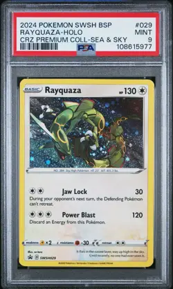 2024 POKEMON SWSH BLACK STAR PROMO #029 RAYQUAZA-HOLO PSA 9 #977 - Image 1