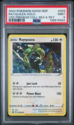 2024 POKEMON SWSH BLACK STAR PROMO #029 RAYQUAZA-HOLO PSA 9 #984 - Image 1