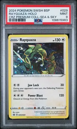 2024 POKEMON SWSH BLACK STAR PROMO #029 RAYQUAZA-HOLO PSA 9 #983 - Image 1