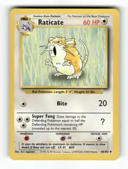 Raticate - 40/102 - Base Set Unlimited - Pokemon - Uncommon - LP - Image 1