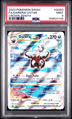 2023 POKEMON SWORD & SHIELD CROWN ZENITH #GG50 FULL ART/DARKRAI VSTAR PSA 9 - Image 2