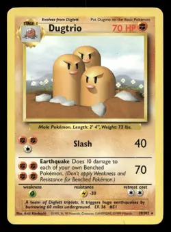 Dugtrio 19/102 Base Set Unlimited LP Pokemon - Image 1