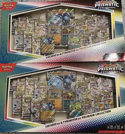 Pokemon Prismatic Evolutions Lucario Ex Tyranitar Ex Premium Collection Lot of 2 - Image 1