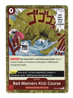 Bad Manners Kick Course OP04-016 R Foil One Piece Kingdoms of Intrigue NM - Image 1
