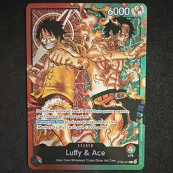Bandai One Piece Card Game Luffy & Ace Leader ST30-001 Foil - Image 1