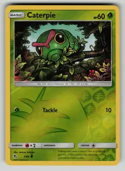 Caterpie 1/68 Hidden Fates Pokemon Reverse Holo LP - Image 1