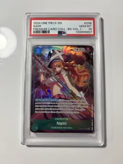 PSA 10 Gem Mint Nami OP02-036 Premium Card Collection Vol.1 One Piece English - Image 1