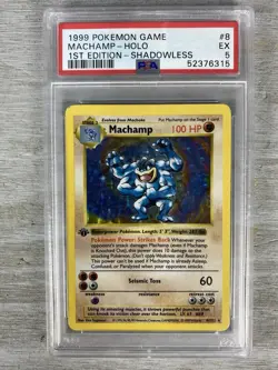 1999 1st Edition Holographic Machamp Shadowless (PSA 5 EX) 08/102 Pokemon Card. - Image 1