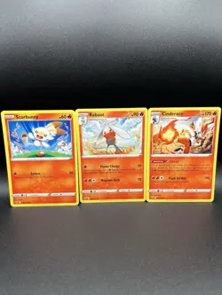 Pokemon TCG Scorbunny Raboot & Cinderace Bundle (Sword & Shield, LP Condition) - Image 1