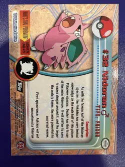 Nidoran M #32 Topps TV Animated Series 1 Pokemon Card Black Logo - Image 2