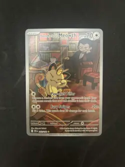 Team Rocket's Meowth 203/182 Illustration Rare Destined Rivals Pokemon Near Mint - Image 1